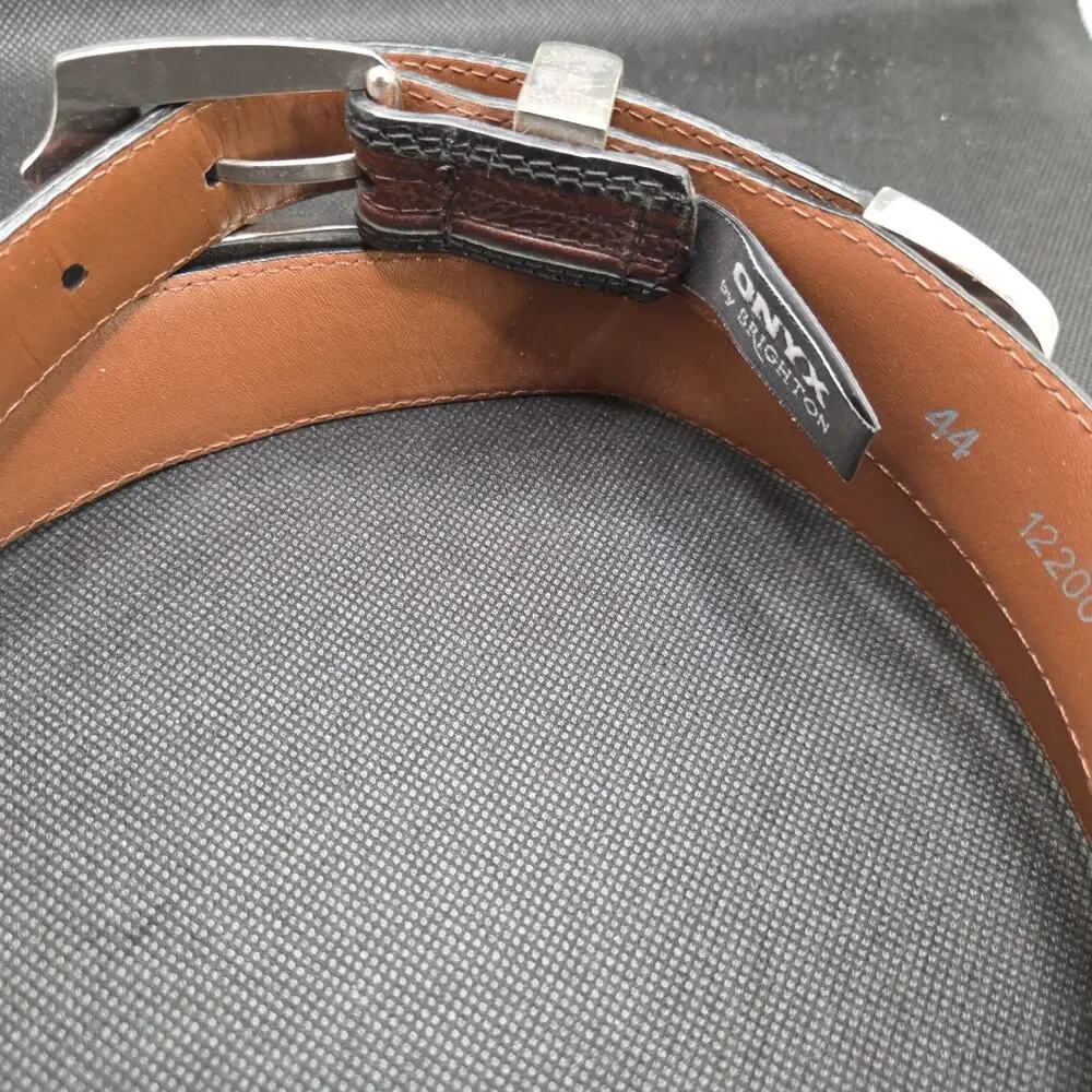 Brighton Onyx Belt 12200 Size 44 Pinon Hills Inlay Black w/ Brown Braided Accent